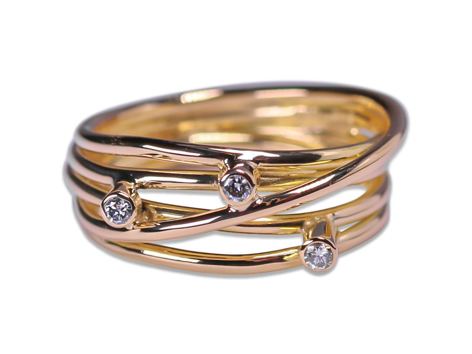 White & Rose Gold Diamond Ties Ring – Objet d'Emotion